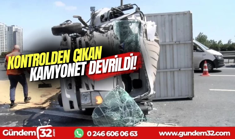 Kontrolden çıkan kamyonet devrildi