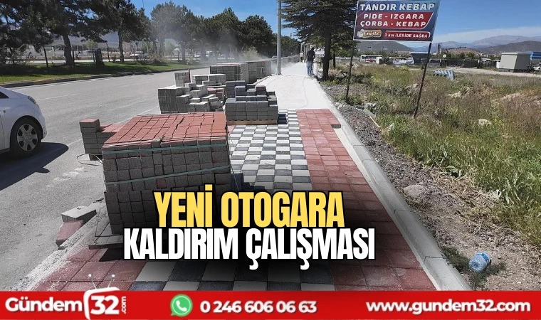 Yeni otogara kaldırım çalışması