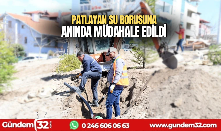 Patlayan su borusuna anında müdahale edildi