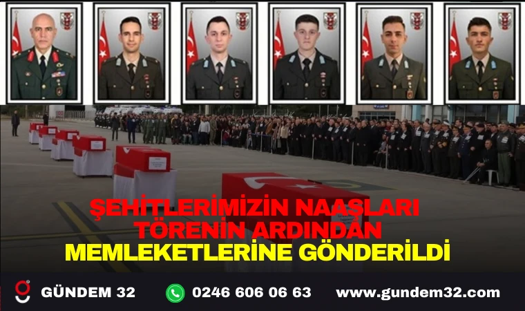 ŞEHİTLERİMİZ NAAŞLARI TÖRENİN ARDINDAN MEMLEKETLERİNE GÖNDERİLDİ