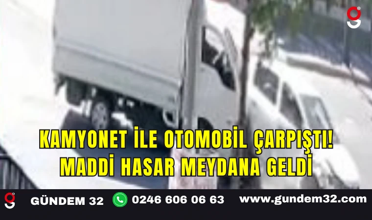 Kamyonet ile Otomobil Çarpıştı! Maddi Hasar Meydana Geldi
