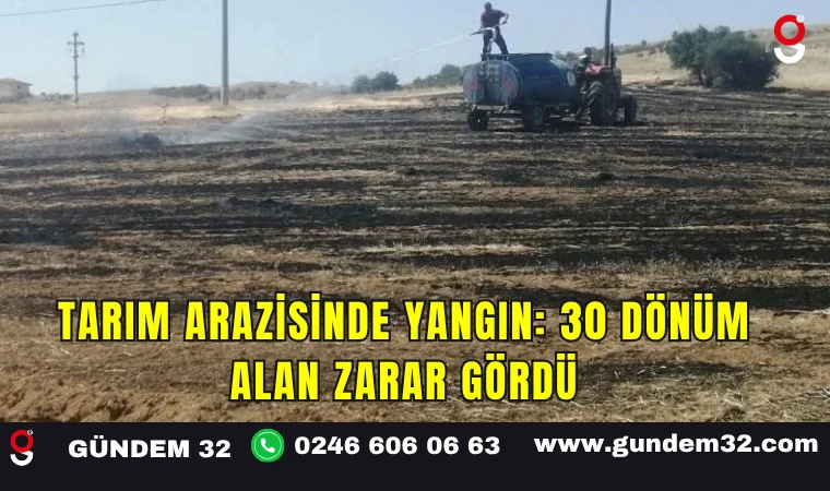 Tarım Arazisinde Yangın: 30 Dönüm Alan Zarar Gördü