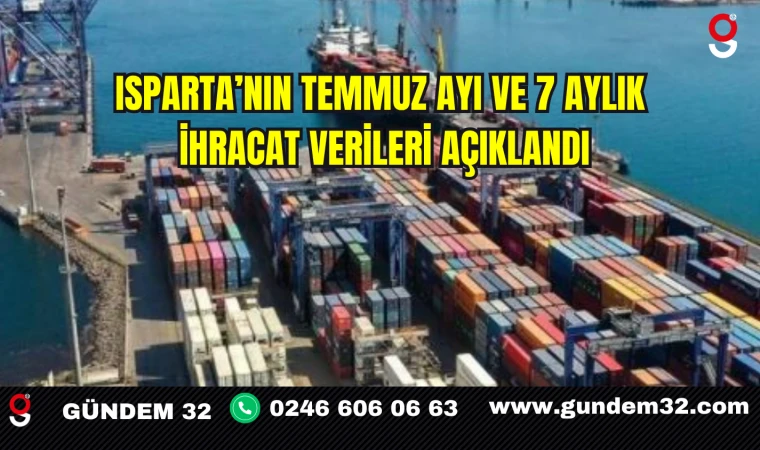 Isparta’nın Temmuz Ayı ve 7 Aylık İhracat Verileri Açıklandı