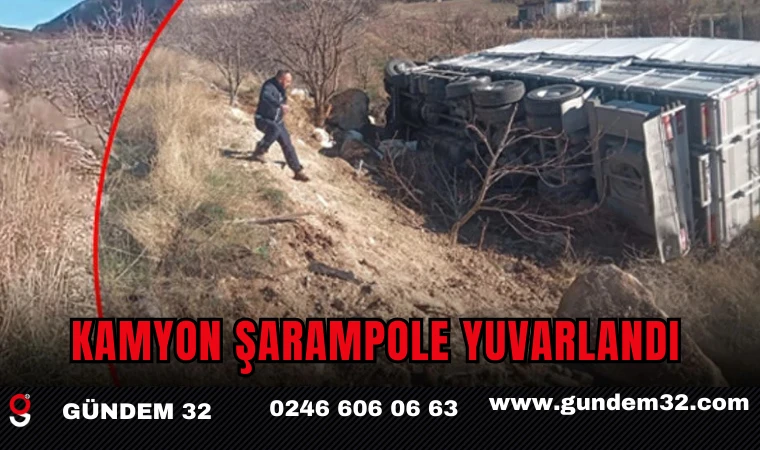 Kamyon şarampole yuvarlandı