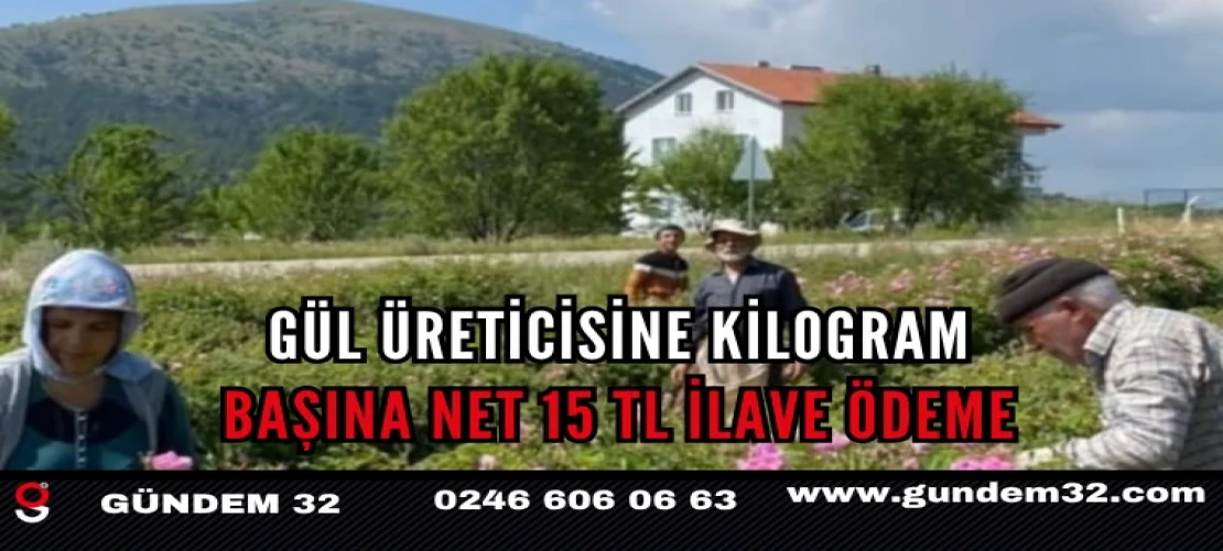 GÜL ÜRETİCİSİNE KİLOGRAM BAŞINA NET 15 TL İLAVE ÖDEME