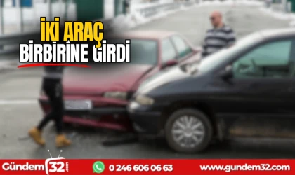 İki araç birbirine girdi