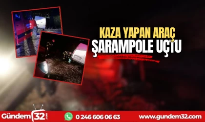 Kaza yapan araç şarampole uçtu