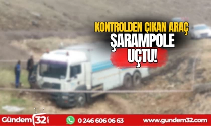 Kontrolden çıkan kamyonet şarampole uçtu