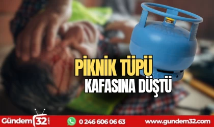 Pilknik tüpü kafasına düştü