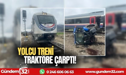 Yolcu treni traktöre çarptı