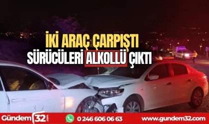 İki araç çarpıştı, sürücüleri alkollü çıktı