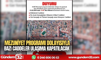 Bazı caddeler ulaşıma kapatılacak
