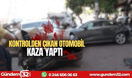 Kontrolden çıkan otomobil kaza yaptı