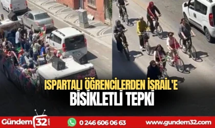 Ispartalı Öğrencilerden İsrail'e bisikletli tepki