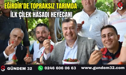 Eğirdir’de Topraksız Tarımda İlk Çilek Hasadı Heyecanı