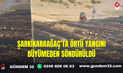 Şarkikaraağaç’ta Örtü Yangını Büyümeden Söndürüldü