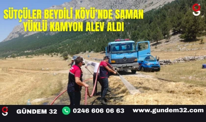 Sütçüler Beydili Köyü’nde Saman Yüklü Kamyon Alev Aldı