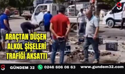 Araçtan Düşen Alkol Şişeleri Trafiği Aksattı