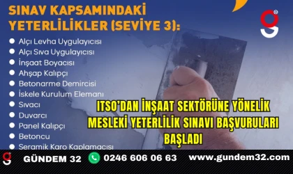 ITSO’dan İnşaat Sektörüne Yönelik Mesleki Yeterlilik Sınavı Başvuruları Başladı