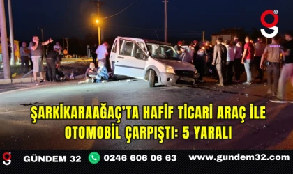 Şarkikaraağaç’ta hafif ticari araç ile otomobil çarpıştı: 5 yaralı