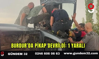 Burdur’da pikap devrildi: 1 yaralı