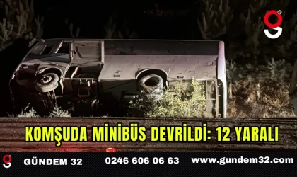 Komşuda minibüs devrildi: 12 yaralı