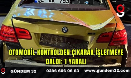 Otomobil Kontrolden Çıkarak İşletmeye Daldı: 1 Yaralı
