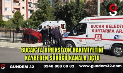 Bucak'ta Direksiyon Hakimiyetini Kaybeden Sürücü Kanala Uçtu