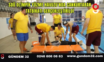 SDÜ Olimpik Yüzme Havuzu’nda Cankurtaran Tatbikatı Gerçekleştirildi