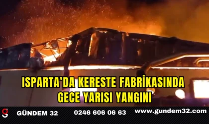 Isparta’da Kereste Fabrikasında Gece Yarısı Yangını