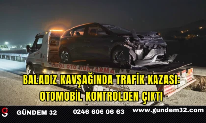 Baladız Kavşağında Trafik Kazası: Otomobil Kontrolden Çıktı