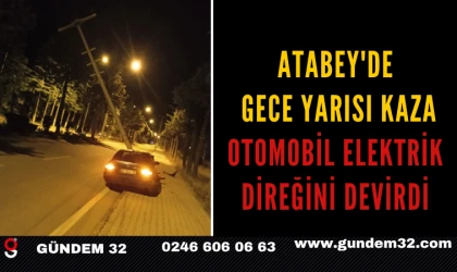 Atabey'de Gece Yarısı Kaza: Otomobil Elektrik Direğini Devirdi