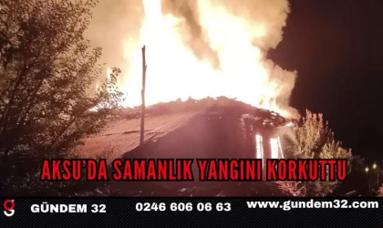 Aksu’da Samanlık Yangını Korkuttu