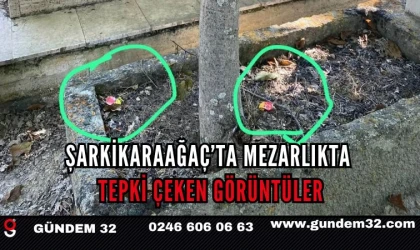 Şarkikaraağaç’ta mezarlıkta tepki çeken görüntüler